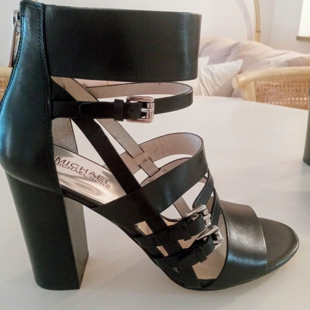 Michael Kors Winston Sandal, Block Heel 8.5 Black